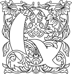 letter Q flower ornament Monogram