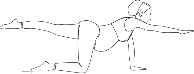 continuous line of beautiful pregnant woman in yoga pose