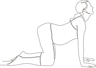 continuous line of beautiful pregnant woman in yoga pose