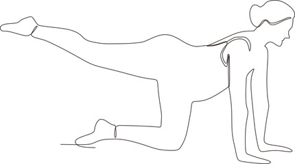 continuous line of beautiful pregnant woman in yoga pose
