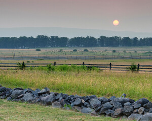 Gettysburg Battlefield at Sunset - obrazy, fototapety, plakaty