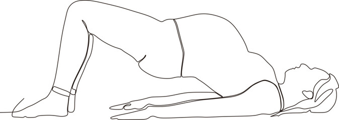 continuous line of beautiful pregnant woman in yoga pose