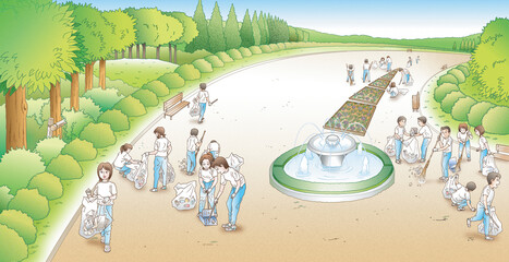 公園清掃,学生01