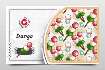 Hand Drawn Dango as Japanese Food Pattern