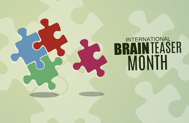 International Brain teaser month vector illustration, suitable for web banner, poster or card