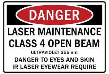 Laser warning sign and labels