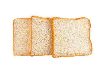 Top view of sliced bread isolated on white background