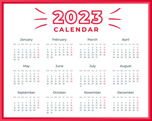 2023 calendar vector illustration template