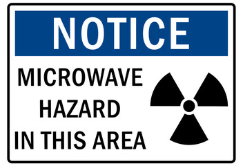 Obraz premium Microwave hazard warning sign and labels