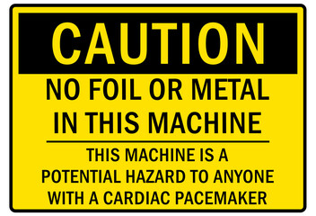 Microwave hazard warning sign and labels