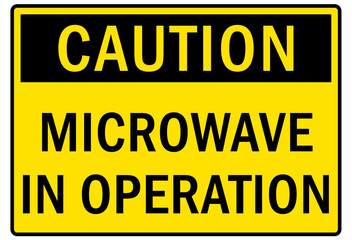 Microwave hazard warning sign and labels