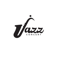 Jazz concert logo incorporated with saxophone form J letter