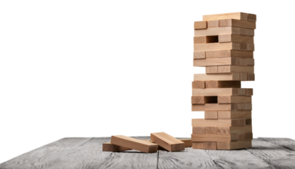 a brown wood building block tower for game
