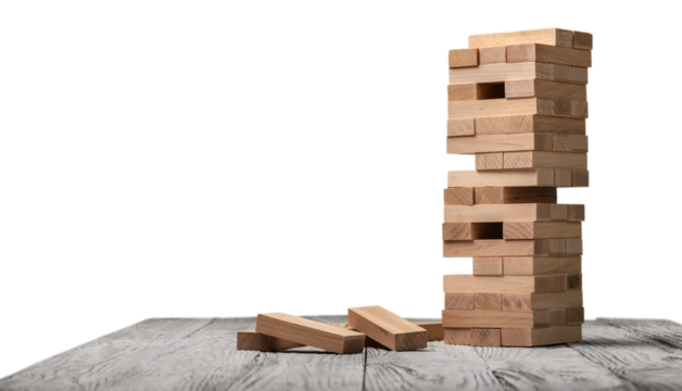 a brown wood building block tower for game