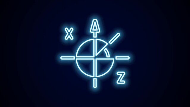 Glowing neon line Trigonometric circle icon isolated on black background. 4K Video motion graphic animation