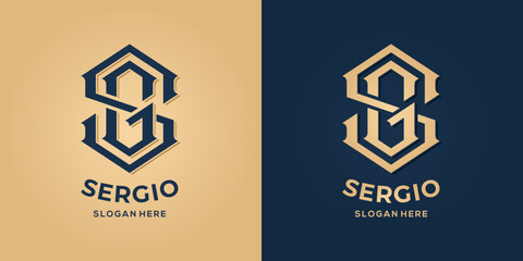 Letter s and g logo decorative style
