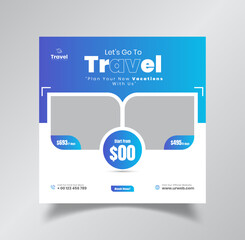 Travel agency and tourism post or social media post template