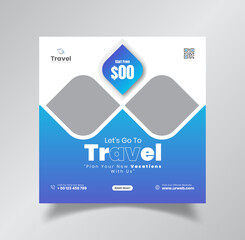 Travel agency and tourism post or social media post template