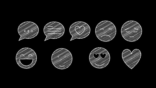 9 Emojis Animated Chalkboard Icons Overlay