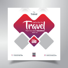 Travel agency and tourism post or social media post template