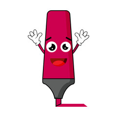 Vector Illustration Cute Highlighter Character Facial Expression Isolated In White Background