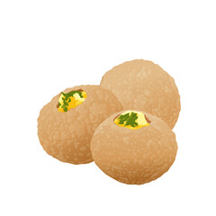 Indian food Pani puri on white background .Vector eps 10., perfect for wallpaper or design elements