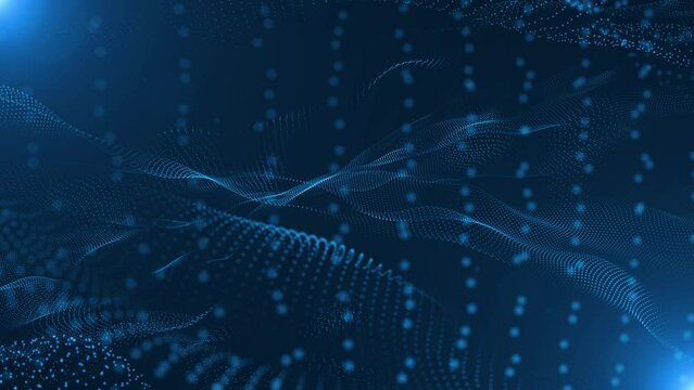 Abstract Trapcode Form digital particle wave and lights background animation cyber or technology background.