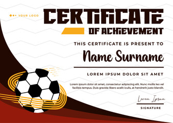 Football tournament sport event certificate design template easy to customize