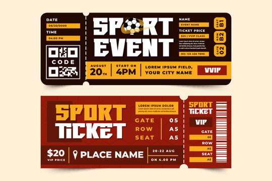 Football tournament sport event ticket design template easy to customize