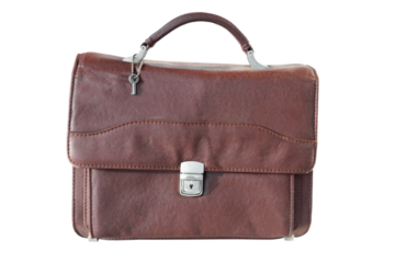 men's vintage leather bag for documents, on an isolated background
