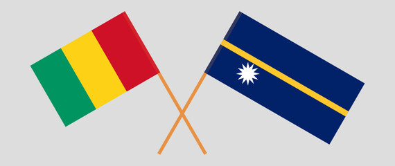 Crossed flags of Nauru and Guinea. Official colors. Correct proportion