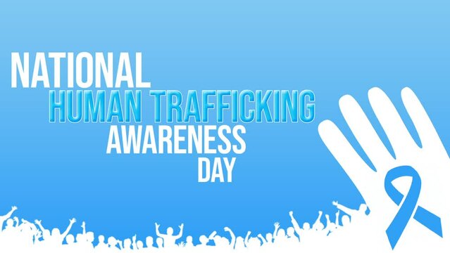 National human trafficking awareness day with blue background (national human trafficking awareness day).