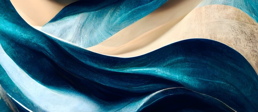 Abstract with blue waves background. Luxury wallpaper design for prints. Arts for home decoration, cover and packaging design.