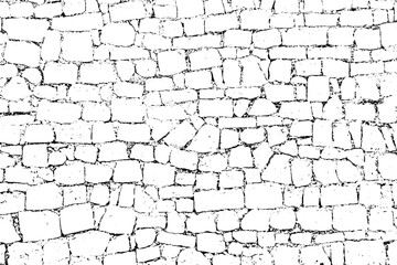 Texture of old dry shabby limestone brickwall. Grungy peeled chipped worn facade of stiff block. Scratched messy chapped dirtied granite slabs. Aged mottled ruined rustic stack stone for grunge design