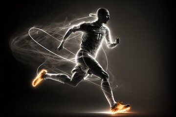 Obraz premium Soccer player with light trails. Generative ai