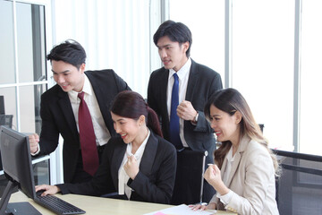 smiling businessman Glad to work successfully. Business concept.