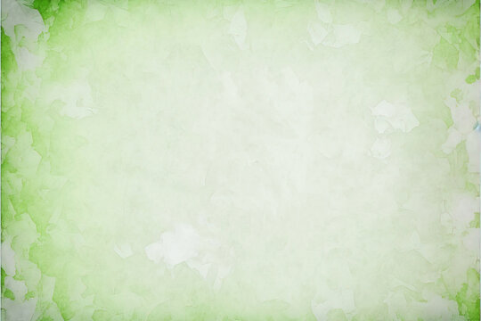 Abstract light green background. Watercolor paper texture. Light center space backdrop. Soft glowing canvas illustration