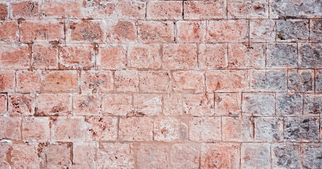 Stonewall Old Obsolete Distressed  Brick Wall Wallpaper Loft Texture Rough Brick wall Pattern Banner Copy Space Horizontal photo