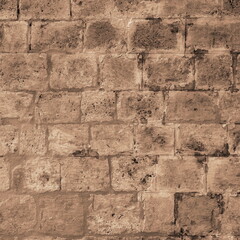 Antique Block Wall. Brickwall. Stonelaying Obsolete Worn Sepia Architect Vintage Brick Wall Old Stonewall Texture Grunge backdrop Sepia Effect Photo