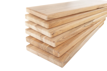 Wooden boards, a board with a seamed edge for building a house and interior decoration, on an isolated white