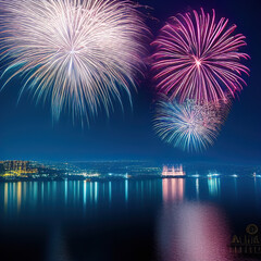 Fototapeta na wymiar Background, New Year, Firework, Celebration