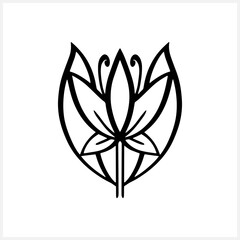 Lotus flower icon isolated. Sketch clip art. Doodle engraving Vector stock illustration. EPS 10