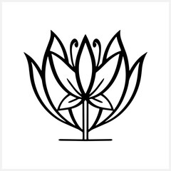 Lotus flower icon isolated. Sketch clip art. Doodle engraving Vector stock illustration. EPS 10