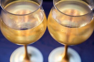 glasses of champagne golden color 