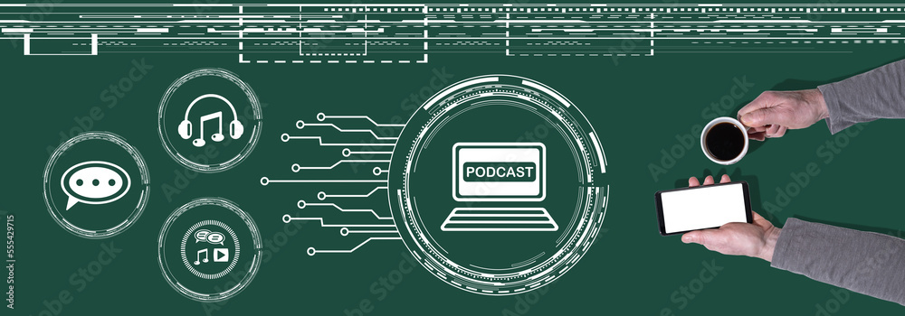 Sticker Concept of podcast