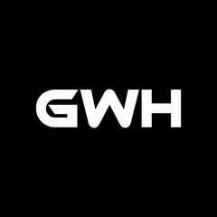 GWH letter logo design with black background in illustrator, vector logo modern alphabet font overlap style. calligraphy designs for logo, Poster, Invitation, etc.