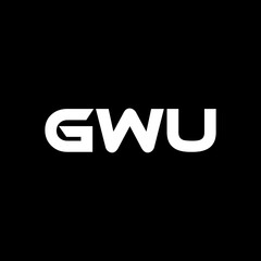 GWU letter logo design with black background in illustrator, vector logo modern alphabet font overlap style. calligraphy designs for logo, Poster, Invitation, etc.