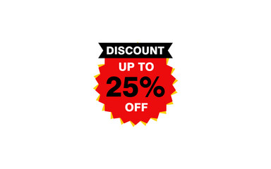 25 Percent discount offer, clearance, promotion banner layout with sticker style. 
