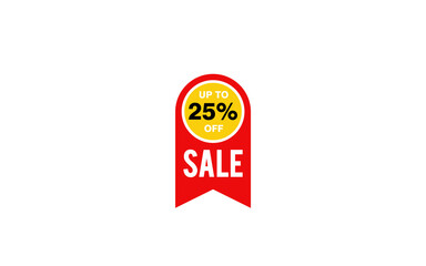 25 Percent discount offer, clearance, promotion banner layout with sticker style. 
