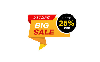 25 Percent discount offer, clearance, promotion banner layout with sticker style. 
